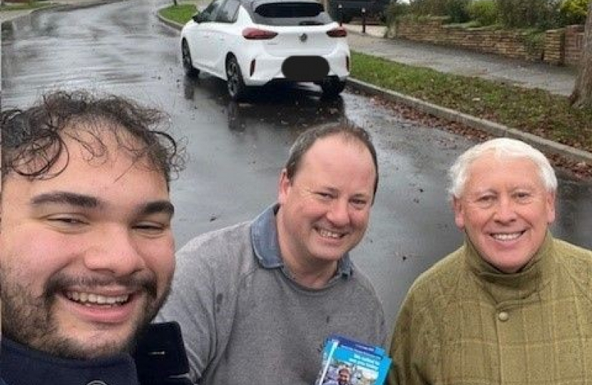 Josh Coldspring-White, Peter Fortune and Bob Neill campaigning in Hayes & Coney Hall